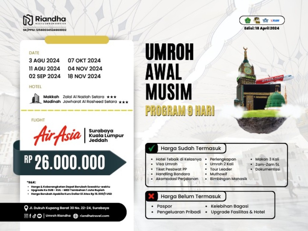 paket umroh 9 hari reguler visual guide